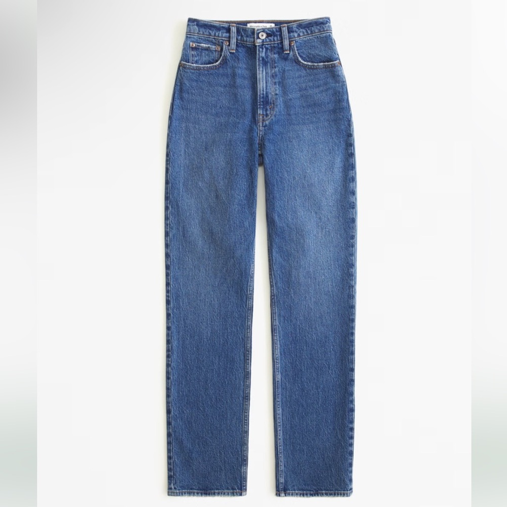 ABERCROMBIE & FITCH 90’s STRAIGHT ULTRA HIGH RISE CURVE LOVE Size 27 Med Wash